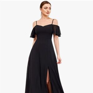 Elegant Black Off-Shoulder Evening Dress